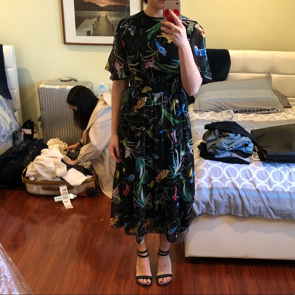 Tropical crewneck midi dress - Picture 3 of 4